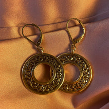 Load image into Gallery viewer, Grecian Gold Detailed Hooped Earrings
