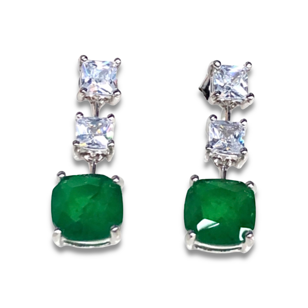 Deep Green Jeweled Earring