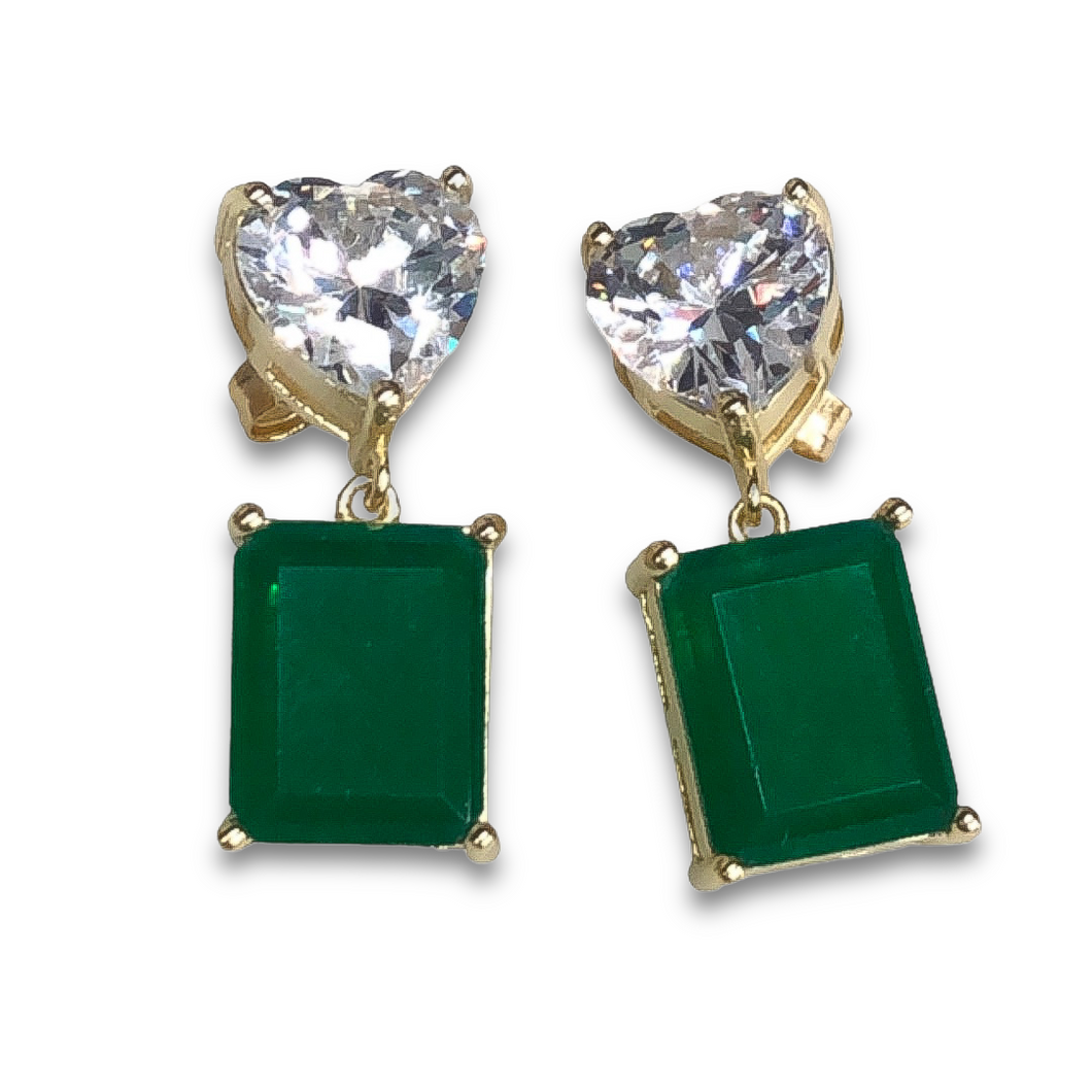 Emerald Heart Drop Stud